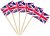 AhfuLife UK Flag Toothpick Flags Picks, 100/200 Pcs Small Tiny UK Cupcake Toppers Stick Flags Double-sided for World Cup, National Day, Birthday Party Decorations, Cake Flags