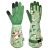 WANCHI Gardening Gloves, Durable and Comfortable Women’s Long Garden Gloves for Gardening Work and Yard Work, Leather Gardening Gloves for Women, Green Print (Medium)