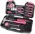 Apollo Tools Original 39 Piece General Household Tool Set in Toolbox Storage Case with Essential Hand Tools for Everyday Home Repairs, DIY and Crafts – Pink Ribbon – Pink – DT9706P