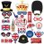 25Pcs British Photo Booth Props with Stick, UK England London Union Flag Patterns Party Decorations DIY National Day Theme Kids Birthday Party Favor for Boys Girls Selfie Cosplay Party Essentials