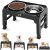 Elevated Dog Bowls, 4 Height Adjustable Raised Dog Bowl Stand with 2 Thick 50oz Stainless Steel Dog Food Bowls Non-Slip Dog Feeder for Large Medium Dogs Adjusts to 3.7″, 9.2″, 10.75″, 12.36″ Black