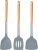 Cooking Utensils Set,Niulife 3 Pcs Silicone Kitchen Utensils Set,Large Non Stick Kitchen Gadgets with Wooden Handle,High Temperature Resistant Cookware Sets,Kitchen Essentials Camper Accessories