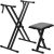 Idffdvw Keyboard Stands and Bench Set,Double-X Keyboard Stand Adjustable & Portable Digital Piano Stand with Locking Straps