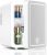 Skincare Fridge With Dimmable LED Light Mirror, 4L Makeup Mini Fridge for Bedroom, Car, Office & Dorm, Cooler & Warmer, Portable Small Refrigerator for Cosmetics, Skin Care and Food, White
