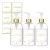 Akalin Shampoo and Conditioner Bottles 16oz, Set of 3 Pump Bottles for Shampoo and Conditioner, 3 Body Wash Dispenser, Gold Bathroom Soap Dispenser with 6 Waterproof Labels (Clear)