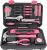 Apollo Tools 39 Piece General Household Tool Set in Toolbox Storage Case with Essential Hand Tools for Everyday Home Repairs, DIY and Crafts – Pink Ribbon – Pink – DT9711P