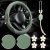 BBTO Sage Green Car Accessory Set – Steering Wheel Cover, Ceramic Coasters, Daisy Flower Air Vent Clip Car Air Freshener, Crystal Car Hanging Ornament