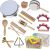 Wooden Musical Instruments Set for Toddlers 1-3, Natural Wood Percussion Instruments Xylophone Gift Set for Girls Boys Kids ,Preschool Educational Musical Toys with Storage Bag (Log Color)