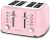 Toaster 4 Slice, Roter Mond Retro Stainless Steel Toaster with Extra Wide Slots Bagel, Defrost, Reheat Function, Dual Independent Control Panel, Removable Crumb Tray, 6 Browning Levels, Pink
