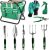 Wofeili 9 PCS All-in-one Garden Tools Set, Heavy Duty Cast-Aluminium Alloy Gardening Tools Kit with Folding Stool Seat&Detachable Canvas Tool Bag Great Gifts for Gardening Lovers