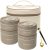 Stainless Steel Bento Box Adult Lunch Box with Thermos,Portable Insulated Food Lunch Container Set with Thermal Lunch Box, 4 Separate Stackable Lunch Container Microwave (Khaki 68oz)
