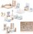 ROBUD Wooden Dollhouse Furniture Set, 23 Pcs Dollhouse Accessories, Miniature Furniture Including 5 Room Kits, Dollhouse Furniture Pretend Play Toys for Boys, Girls & Toddlers, 3+