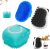 Comotech 3PCS Dog Bath Brush | Dog Shampoo Brush | Dog Scrubber for Bath | Dog/Grooming/Washing Brush Scrubber with Adjustable Ring Handle for Short & Long Haired Dogs/Cats (Blue Blue White)