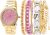 Betsey Johnson Women’s Watch Set – Link Band Wristwatch with Stacked Bracelets and Easy Read Dial