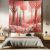 Ambesonne Woodland Tapestry Queen Size, Abstract Forest in Warm Happy Colors Trees Modern Leaves Nature Dream, Wall Hanging Bedspread Bed Cover Wall Decor, 88″ X 88″, Coral Dark Slate Blue